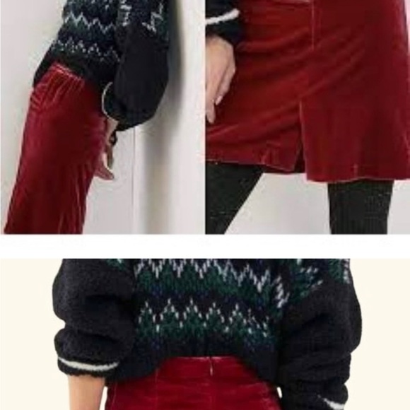 NWT Anthropologie Crushed Velvet Ruched Mini Skirt Raspberry Size 4 & 6 - Picture 3 of 3